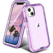 iPhone 15 Heavy Duty Case With Shock Proof-Shatter Resistant Rubber Shock Proof Shatter Resistant Rugged Rubber Compatible for iPhone 15, Purple Transparent